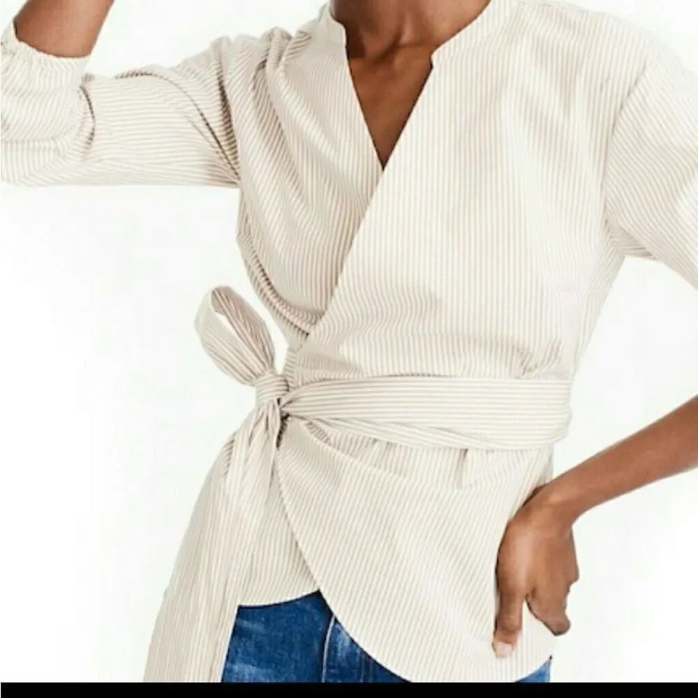 NWT J CREW STRIPED Wrap Top - Picture 10 of 11